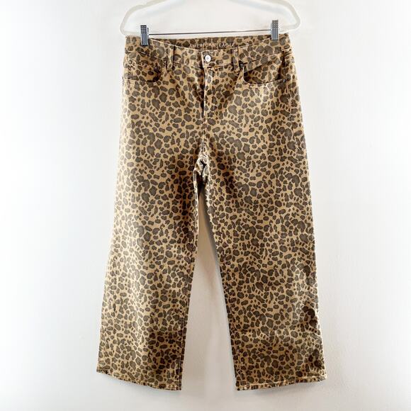 American Eagle Stretch Leopard High-Rise Stovepipe Ankle Straight Jeans Brown 8 - Picture 5 of 6